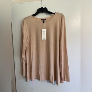 Eileen Fisher Powder Pink Jewel Neck Top- Size L